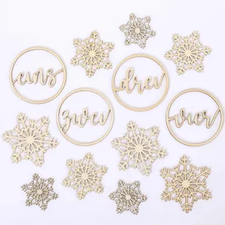 Papierdrachen Adventskranz Zahlen aus Holz - Set mit Zahlen 1-4 - Schneeflocken - Weihnachtsdeko 2025 - Basteln & Dekorieren - Boho Skandi Stil