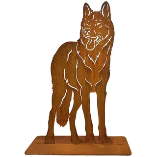 Terma Stahldesign Rost Hund Wolfshund lebensgroß Gartenfigur Metall Handmade Germany wetterfest Gartendeko Geschenk Tierfigur Grabdeko