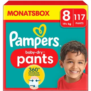 Pampers Windeln pants Größe Gr.8 (19+ kg) für Kids und Teens (4-12 Jahre), 117 St.