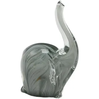 Ambia Home Dekoelefant , Grau , Glas , Uni , Elefant , 12.5x20.5x11.5 cm , zum Stellen, handgemacht, handgemalt , Dekoration, Dekofiguren & Skulpturen, Dekotiere