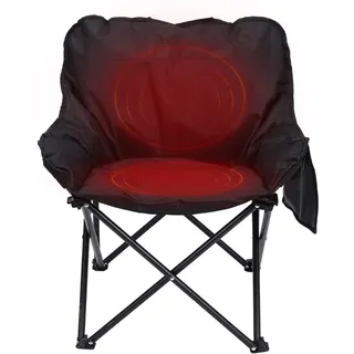 WDDEYYDS Beheizter Campingstuhl, klappbare Gartenstühle USB-beheizter tragbarer Campingstuhl mit Getränkehalter für Outdoor-Sport Camping Angeln Picknick,Black