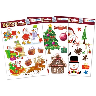 HERMA 15548 Fensterbilder Weihnachten Frohe Weihnachten, 25 Stück, selbstklebend, Kinder Fensteraufkleber, ablösbare Winter Fenstersticker, Fensterfolie für Kinderzimmer Dekoration Weihnachtsdeko