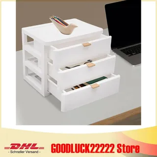 Schreibtisch Organizer - Aufbewahrungsbox - 3 Ebenen - PP-Kunststoff - Rechteckig - Platzsparend - Stabil und langlebig - Für Zuhause & Büro - Weiß
