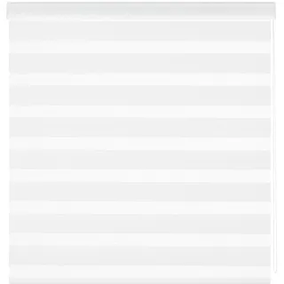 Estoralis | Sansa | Doppelrollo mit Weiss Kassette | Doppelter Stoff, Tag und Nacht | Farbe - Weiß | 125 x 255 cm. (Breite/Höhe) Stoffgröße 122 x 250 cm. | Rollos für Fenster und Türen