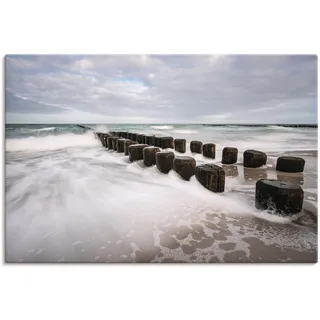 Artland Wandbild »Buhnen an Ostsee an stürmischen Tag«, Küstenbilder, (1 St.), als Alubild, Outdoorbild, Leinwandbild in verschied. Größen Artland weiß