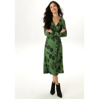 Aniston SELECTED Jerseykleid in Wickeloptik, grün