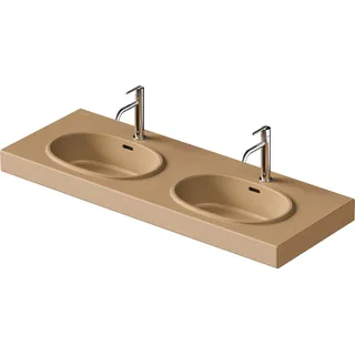Duravit Balcoon Doppelwaschtisch, 2 Hahnlöcher,  mit Überlauf, Breite 1300mm, 241213AM00, Farbe: Clay terra Matt