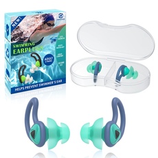 Hearprotek Ohrstöpsel Schwimmen,2 Paare Silicon Wasserdichte Schwimmer Ohrstöpsel Gehörschutz-ohrschutz Gegen Wasser Erwachsene für Dusche, Pool, Baden(Hellgrün)