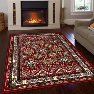 Teppich OTTO HOME "Diantha" Gr. 7, rot (weinrot), B:240cm H:7mm L:320cm, Kunstfaser, Teppiche, Teppich, Orient-Optik, mit Bordüre, Kurzflor, pflegeleicht, elegant, weich