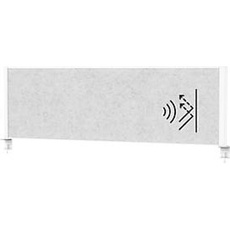 MAUL Tisch-Trennwand MAULconnecto, Akustikvlies 4000 g/m2, Aluminiumprofil, B 1600 x H 500 mm, Akustik hellgrau, weiß