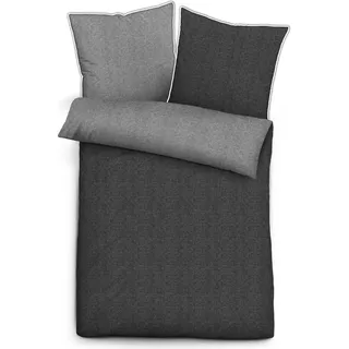 biberna Melange-Flanell Bettwäsche "MELANGE UNI" TITANIUM 155x200 cm - Grau