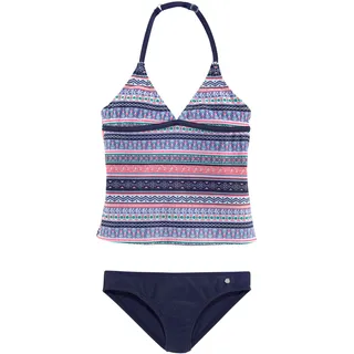 Tankini S.OLIVER "Barcelona Kids", Jungen, Gr. 122/128, N-Gr, bunt (blau, rosé, gestreift), Polyamid, Colorblocking, Bikini-Sets Tankini, im frechen Streifen-Look