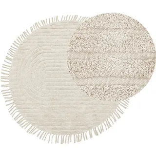 Beliani Teppich geflochten Halfeti 140/140 cm , Beige , Textil , Rund , 140x140 cm , Teppiche und Böden, Teppiche, Webteppiche