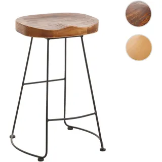 Barhocker HWC-N25, Barstuhl Tresenhocker Küchenhocker, Fußablage Industrial Metall Massiv-Holz 3D-St