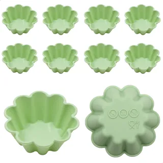 Törtchenform - Tarteform Backförmchen Silikon Törtchenformen Tartelette Förmchen Backformen Set, für mini Kuchen, mini Tarte und mini Quiche kleine Küchlein 10 PCS (Grün)