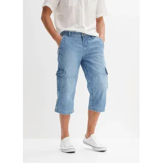 3/4-Jeans BONPRIX, Herren, Gr. 54, N-Gr, hellblau denim, Denim/Jeans, Obermaterial: 98% Baumwolle, 2% Elasthan, regular fit, Jeans 3/4-Jeans, regular fit, mit Elasthan-Anteil, mit Ziernähten, mit Waschung