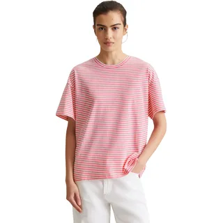 Marc O'Polo T-Shirt MARC O'POLO DENIM, Damen, Gr. L, medium pink_multi_01, Single Jersey, Obermaterial: 100% Baumwolle, relaxed fit hüftlang, Rundhals, Shirts T-Shirt, geringelt, Rundhals, relaxed fit