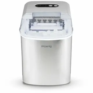 h.koenig Eiswürfelbereiter 12kg in 24h, 2 Eiswürfelgrößen, Automatisch, Elektrisch, Kompakt, Tragbar, Leise 2,1L, Schneller Eiswürfel, Fertig in 13min, Eiswürfelschaufel