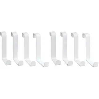 WENKO Türhaken 4er Set, Garderobenhaken für die Tür in Bad oder Küche, 7,6 x 1,2 x 6 cm, weiß matt (Packung mit 2)