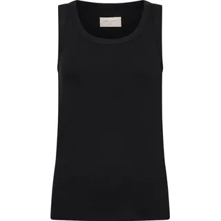 Tanktop FREEQUENT "FQHI-TOP", Damen, Gr. XL, schwarz, Rippware, Obermaterial: 97% Baumwolle, 3% Elasthan, unifarben, körpernah hüftbedeckend, Rundhals, Tops Tanktop, mit Stretch