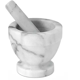 HOME Mörser mit Stößel Marmor 12 cm Weiß/Grau
