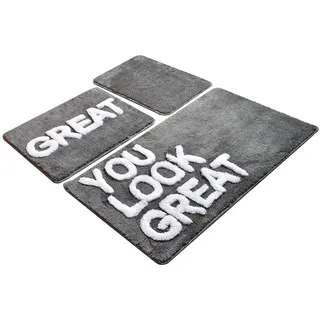 Setmat Set (3-teilig) grau mit Spruch