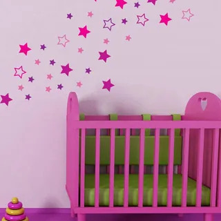 Sticker für Kinder | Wandaufkleber 35 violette Sterne – Wanddekoration Kinderzimmer | 20 x 30 cm
