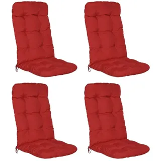 Beautissu Hochlehner Auflage 120 x 50 x 8 cm rot 4-tlg.