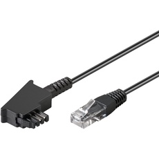 goobay 60661 Routerkabel, Telefonkabel, Anschlusskabel für DSL/ADSL/VDSL, TAE-F Stecker auf RJ45 Stecker (8P2C), schwarz, 30 Meter
