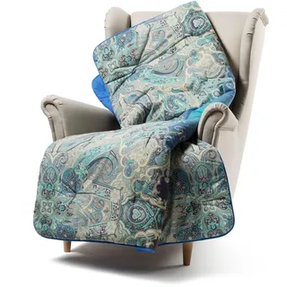 Caleffi Tagesdecke für Sofa und Bett, 130 x 170 cm, 100% weiche gekämmte Baumwolle, warm, kuschelig, gesteppt, handgefertigt, waschbar, hypoallergen, Überwurf für Sofa und Bett