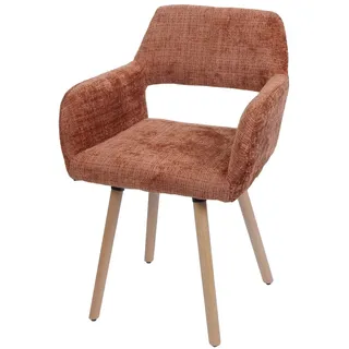 Mendler Esszimmerstuhl HWC-A50 II, Stuhl Küchenstuhl Polsterstuhl, Holz Stoff/Textil Chenille (465g/m2) FSC® ~ terrakotta