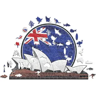 Iconic Puzzles, Sydney Opera House, 100% ökologisch nachhaltiges Holzpuzzle mit offizieller Lizenz, Größe S, 150 Teile