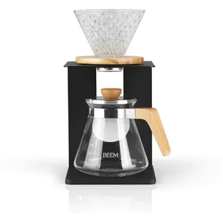 BEEM POUR OVER Kaffeebereiter Set 4 Tassen Glas-Handfilter & Glaskanne mit Deckel | Für manuelle Kaffeebrühkunst auf traditionelle Art | Edles & modernes Design