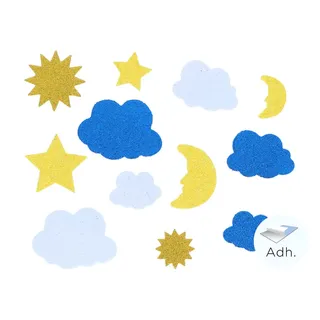 INNSPIRO Sonne, Mond, Sterne und Wolken aus EVA-Glitzer, 30 Stück, ideal für Bastelarbeiten mit Kindern, Dekorationen und kreative Aktivitäten