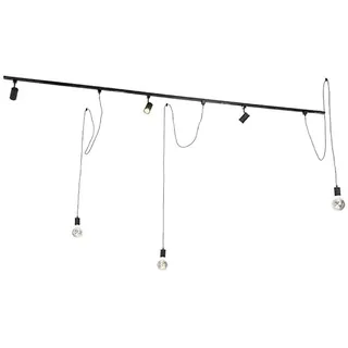 Qazqa Modern Schienensystem Lampen Komplettset, Schienenbeleuchtung, Deckenstrahler, Deckenspot - Iconic Cavalux Jeana - Schwarz, 6-flammig, 285cm, Ideal als Küche lampe und