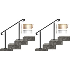 VEVOR Treppengeländer 120x13,5x97 cm Handlauf Geländer für 2 oder 3 Stufige Treppen Eingangsgeländer formschön Höhe & Winkel einstellbar Ideal für Veranden Eingänge Gärten (140x13,5x97 cm)