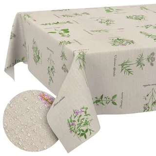 Tischdecke aus Stoff Textil abwaschbar Tischwäsche Tischtuch Baumwolle Polyester Aromatic Bio Rund 140cm In-/Outdoor Tischdecke
