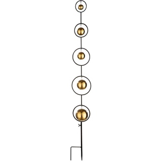 Gilde Edelstahl Gartendeko - Gartenstecker - silberfarbene Kugeln - schwarzer Stab - Höhe 123 cm