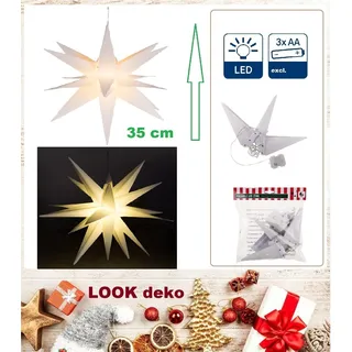 Stern-Weihnachten-LED-Beleuchtet-Weiß-3D-35cm-Deko-Advent-Timer-In-&-Outdoor