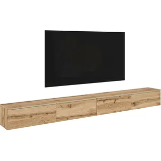 Lowboard HOME AFFAIRE "Vera, TV-Schrank, Breite 300 cm, verschiedene Farbausführungen", votaneichefarben, B:300cm H:32cm T:33cm, FSC-zertifizierter Holzwerkstoff, Sideboards, Lowboard, Mit LED, 4 Klappen, grifflose Fronten, hängend oder stehend