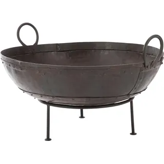 Manahee Design | Runder Feuerschale Geschmiedetes Metall Braun | 40 cm H x 72 cm L x 65,5 cm B