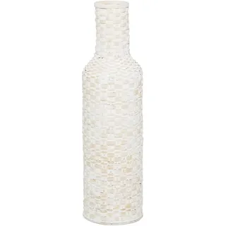 Deco 79 Hohe gewebte Bodenvase aus Bambusholz, 9" x 9" x 30", weiß