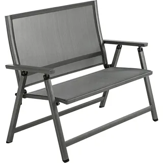 Dehner Klappbank Chicago | 2-Sitzer mit Rückenlehne und Armlehnen | komfortable Sitzbank | klappbar, wetterfest | Aluminium, Textilene | Gartenbank, Parkbank, Doppelbank | ca. 106 x 97 x 59.5 cm