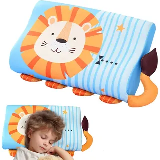 Hojalis Schlummerkids Kissen, Calmly Kinderkissen 45X27cm, Atmungsaktives Kinder Bett Kissen, Schlummerkissen Kinder Mit Kopfkissenbezug für weiche Träume ab 2 3 4 5 Jahre (Löwe)