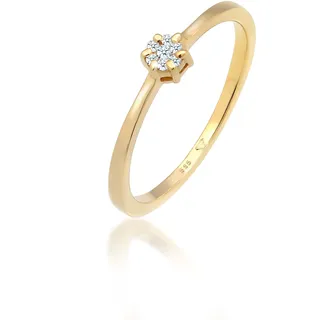 Verlobungsring ELLI DIAMONDS "Ring Diamant Weiß Brillantschliff (0.045 ct) 585 Gelbgold" Gr. 58, gold, Fingerringe, Damen, 58, Gelbgold 585, Verlobungsring