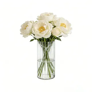 Koelaa Unzerbrechliche Vase, Bruchsichere Kunststoff-Zylindervase, Acryl Modern Blumenvasen, Geriffelte Klare Vasen für Blumenarrangements, Hochzeits-Mittelstücke, Heimwerken, Tischdeko - 10 x 20cm