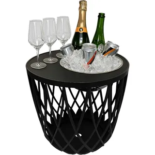 Beistelltisch COOTAB COOLER TABLE "4-in-1 Loungetisch mit Edelstahl-Kühler Dubai 45 cm schwarz", schwarz, B:45cm H:45cm, Tische, Beistelltisch, Wetterfest, Pflegeleicht, Hitzebeständig, Stapelbar