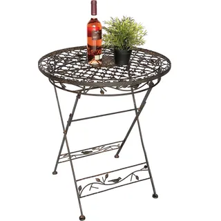 DanDiBo Tisch Bistrotisch Antik Rund Gartentisch Metall 1850 Avis Eisentisch Balkontisch Vintage - Braun