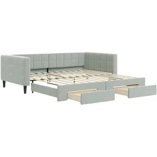 vidaXL Tagesbett Ausziehbar mit Schubladen Hellgrau 100x200 cm Samt - Grau