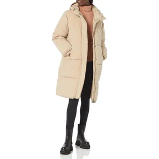 Amazon Essentials Damen Lange Oversize-Daunenjacke mit Kapuze (in Übergröße erhältlich), Bräunen, XL